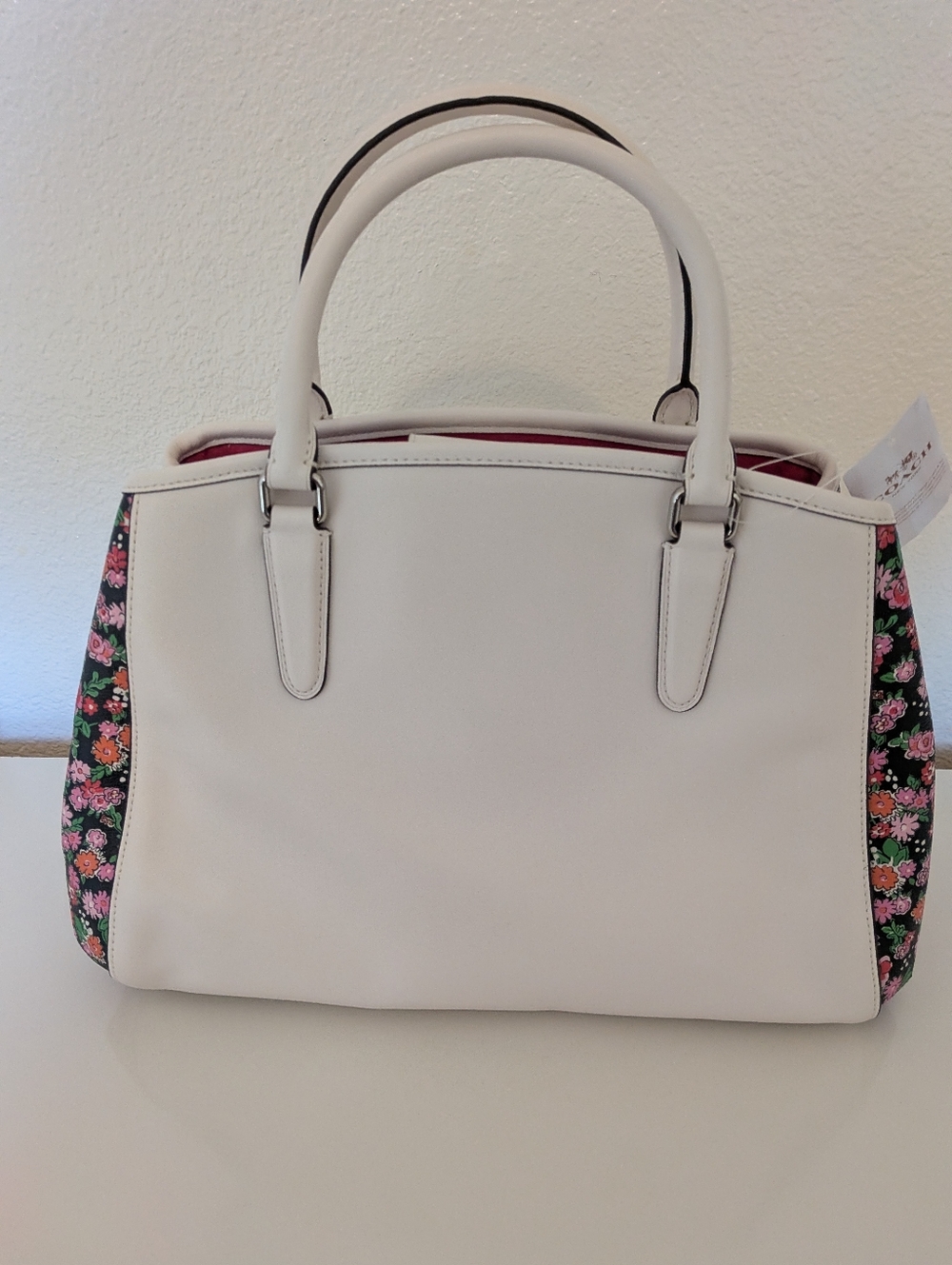 Coach Floral Detail Satchel Chalk NWT - Picture 3 of 10